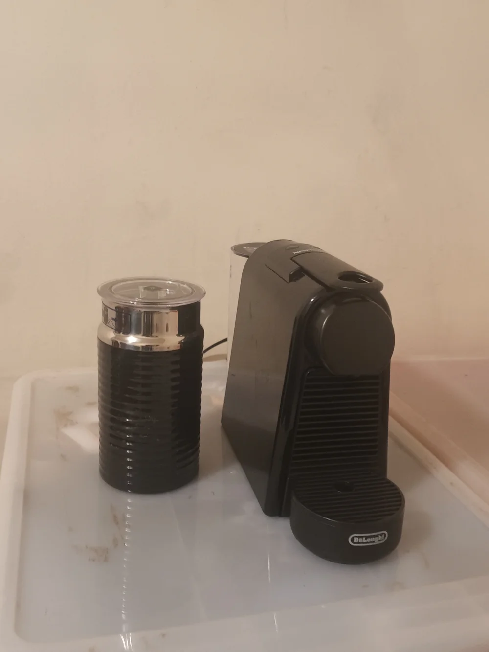 Nespresso Black Espresso Machine with Black Milk Frother
